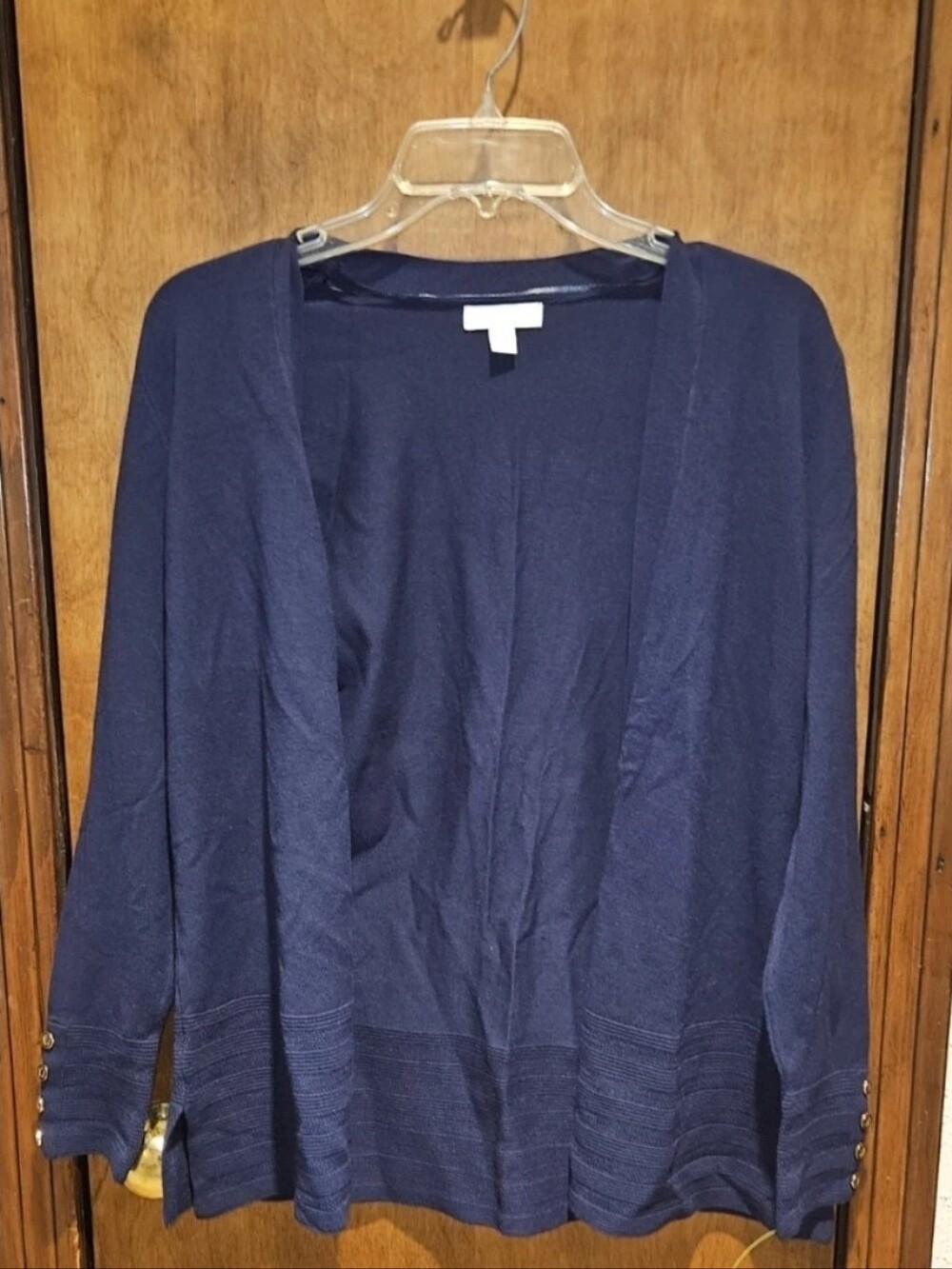 Dark Navy Blue Long Sleeve Open Cardigan Sweater Charter Club Size Petite Medium